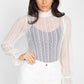 Women's Ruffle Mock Neck Lace Top