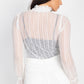 Women's Ruffle Mock Neck Lace Top