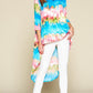 Women's Tie-dye Venechia High Low Fashion Top With 3/4 Sleeves