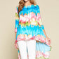Women's Tie-dye Venechia High Low Fashion Top With 3/4 Sleeves