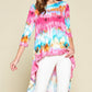 Women's Tie-dye Venechia High Low Fashion Top With 3/4 Sleeves