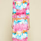 Women's Tie-dye Venechia High Low Fashion Top With 3/4 Sleeves