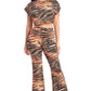 Women's Zebra Print Crop Top And Palazzo Pants Set