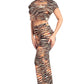 Women's Zebra Print Crop Top And Palazzo Pants Set