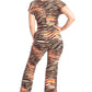Women's Zebra Print Crop Top And Palazzo Pants Set