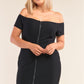 Women's Plus Size Fitted Off-the-shoulder Front Zipper Bodycon Mini Dress (3X Only)