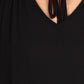 Women's Plus Size Solid Top With A Necktie and Pleated Sleeves