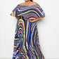 Women's Geo Printed Off Shoulder Plus Pleated Maxi Dress (2X & 3X Only)