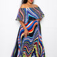 Women's Geo Printed Off Shoulder Plus Pleated Maxi Dress (2X & 3X Only)