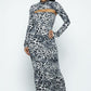 Women's Mock Neck Long Sleeve Long Dress (M Only)