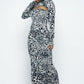 Women's Mock Neck Long Sleeve Long Dress (M Only)