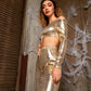 Women's Metallic Small Scales Print Long Sleeve Off-the-shoulder Cropped Top And High Waist Slim Fit Legging Set