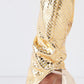 Women's Metallic Small Scales Print Long Sleeve Off-the-shoulder Cropped Top And High Waist Slim Fit Legging Set