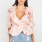 Women's Surplice Short Sleeve Ruffle Top (S Only)