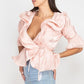 Women's Surplice Short Sleeve Ruffle Top (S Only)
