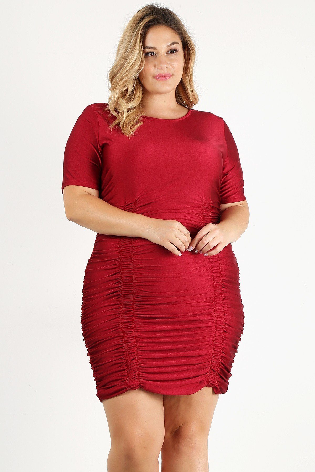 Women's Plus Solid Bodycon Mini Dress (1X & 2X Only)