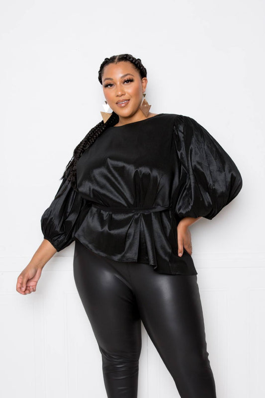 Women's Voluminous Top With Waist Tie (3X Only)