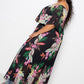 Women's Tropical Printed Off Shoulder Pleated Plus Maxi Dress (2X Only)