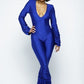 Women's Yoga Shoulder Padded Ruched Stacked Jumpsuit