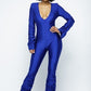 Women's Yoga Shoulder Padded Ruched Stacked Jumpsuit