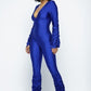Women's Yoga Shoulder Padded Ruched Stacked Jumpsuit
