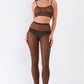 Women's Sexy Sheer Mesh Sleeveless Crop Top & High Waist Legging Set