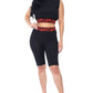 Women's Shoulder Pad And Leopard Detailed Biker Shorts