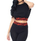 Women's Shoulder Pad And Leopard Detailed Biker Shorts