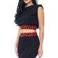 Women's Shoulder Pad And Leopard Detailed Biker Shorts