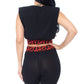 Women's Shoulder Pad And Leopard Detailed Biker Shorts