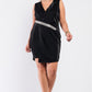 Women's Sleeveless V-neck Asymmetrical Wrap Rhinestones Dress (3X Only)
