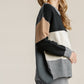 Women's Color Block Contrasted Cotton Fabric On Back Top With Side Slits And High Low HemWomen's