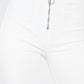 Women's White High Front Zip Waist Skinny Denim Jeans