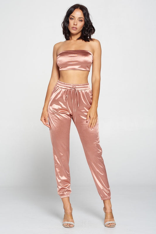 Women's Tube Top Pant Set