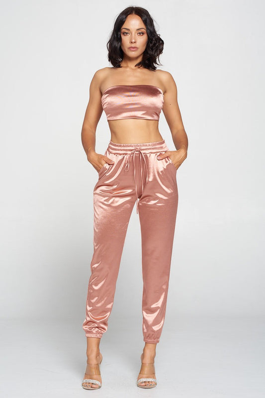 Women's Tube Top Pant Set