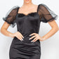 Women's Lace Sleeves Back Zipped Mini Dress