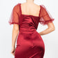 Women's Lace Sleeves Back Zipped Mini Dress