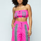 Women's Cropped Mini Tube Top/lined Thigh Length Shorts Set