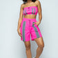 Women's Cropped Mini Tube Top/lined Thigh Length Shorts Set