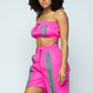 Women's Cropped Mini Tube Top/lined Thigh Length Shorts Set