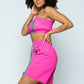 Women's Cropped Mini Tube Top/lined Thigh Length Shorts Set