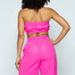 Women's Cropped Mini Tube Top/lined Thigh Length Shorts Set