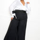 Women's Satin Long Sleeve Tie Waist Plus Wrap Top