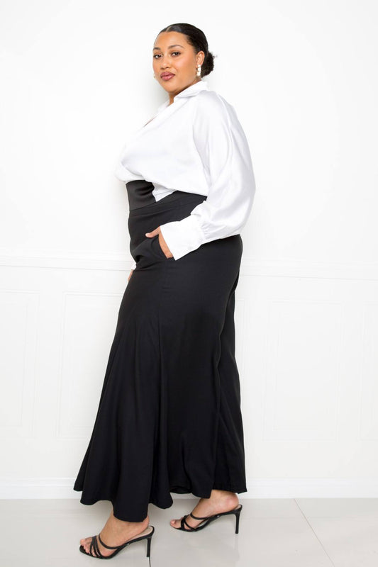 Women's Satin Long Sleeve Tie Waist Plus Wrap Top