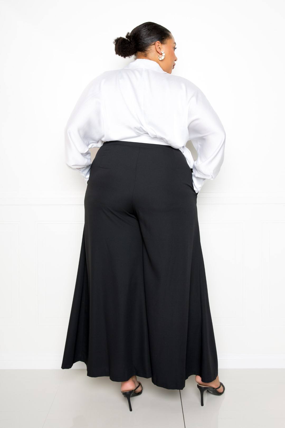 Women's Satin Long Sleeve Tie Waist Plus Wrap Top