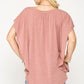 Women's Leopard Jacquard Knit Jersey Top With Front Tie, Ruffled Sleeve