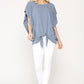 Women's Leopard Jacquard Knit Jersey Top With Front Tie, Ruffled Sleeve