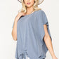 Women's Leopard Jacquard Knit Jersey Top With Front Tie, Ruffled Sleeve