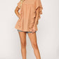 Women's Textured Ruffle Sleeve Tunic Top With Back Keyhole