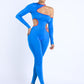 Women's Color Binding Detailed Cutout Jumpsuit